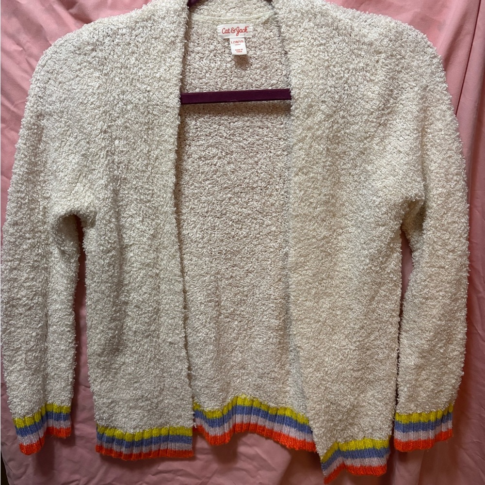 Cat & Jack Cream Cardigan with Multicolor Trim